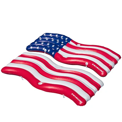 72.5" Set Of 2 American Flag Patriotic Swimming Pool Inflatable Floats