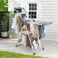 2-layer Space-saving Aluminum Drying Rack Collapsible Clothes Drying Rack