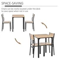 3-piece Dining Table Set With 2 Chairs