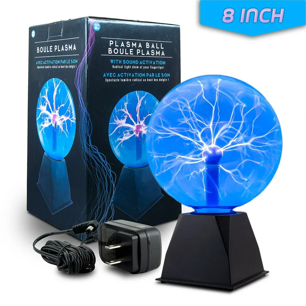 Plasma Ball, Tradeopia 8 Inch Touch & Sound Sensitive Plasma Globe, Blue Nebula Novelty Lamp