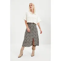 Women Midi A-line Woven Skirt
