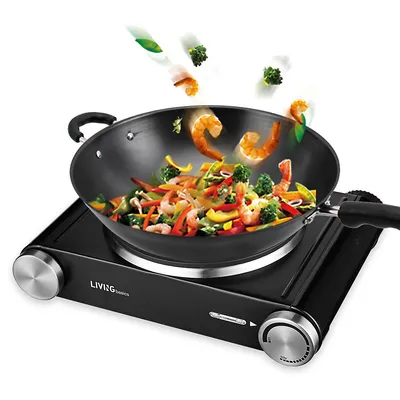 Countertop Electric Hot Plate, 1500w Portable Cast-iron Single Burner Compatible for All Cookwares - Black