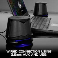 SB2 Computer Speakers With Blue Led Glow Lights And 2.0 Usb Powered Design