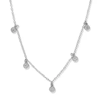 Sterling Silver 18" Extension Stationed Dc Drops Necklace