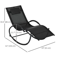 Patio Rocking Chair With Mesh Seat Headrest Armrests