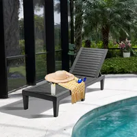 2 Pcs Patio Lounge Chair Chaise Recliner Weather Resistant Adjust
