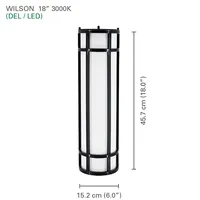 Outdoor Wall Light With Integrated Leds, 18'' Height, From The Wilson Collection, Black