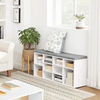 Dual-use Shoe Bench With Storage Cabinet And Padded Seat