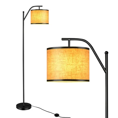 Standing Arc Light Modern Floor Lamp W/fabric Hanging Lamp Shade Bedroom Office