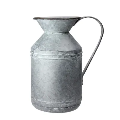 13" Rustic Galvanized Decorative Metal Pitcher Vase