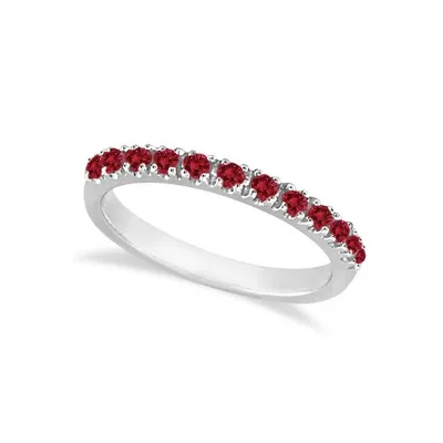 Garnet Stackable Ring Guard Band 14k White Gold (0.37ct)