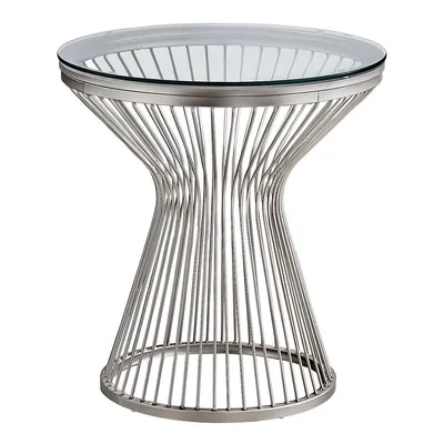 Accent Table 24" High / Stainless Steel With Tempered Glass