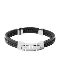 Women's Black Leather Multi Strand Bracelet