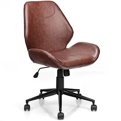 Office Home Leisure Chair Mid-back Upholstered Swivel Height Adjustable Rolling
