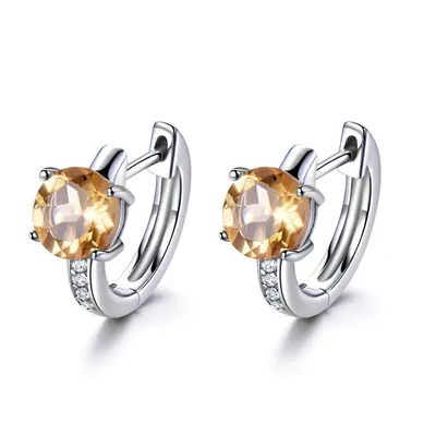 Lab Created Nano Citrine Earrings 0.925 White Sterling Silver