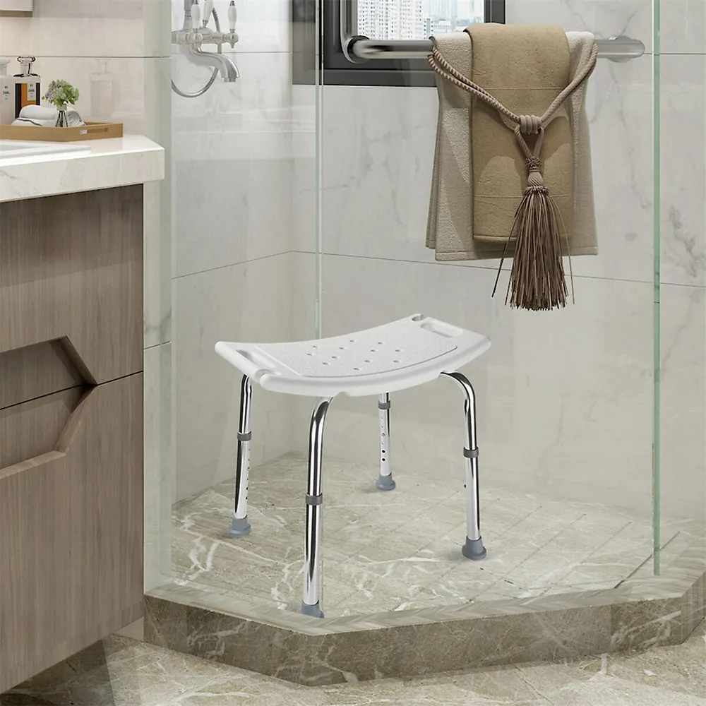 Shower Chair, Adjustable Tool Free Blow Molded Shower Bench With Removable Back