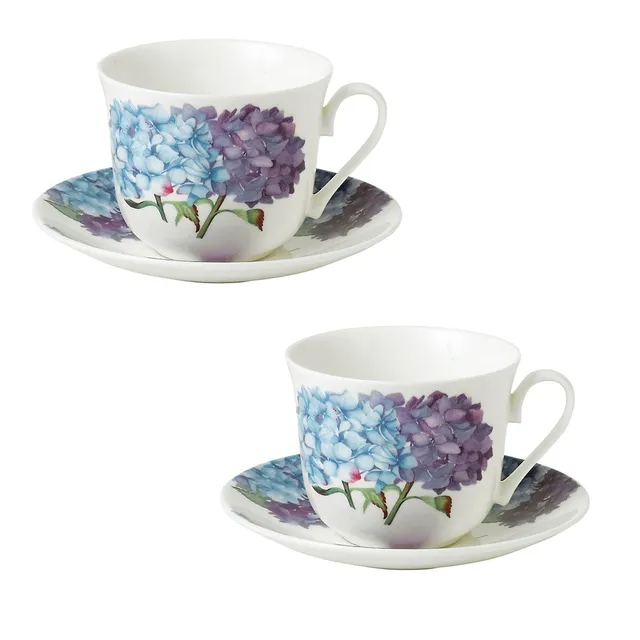 Tiffany Wisteria Teacup and Saucer Set of Two, in Porcelain