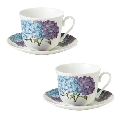 Hydrangea Breakfast Cup & Saucer Set Of 2