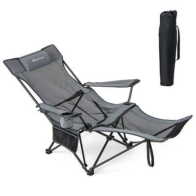 Folding Camping Chair With Detachable Footrest For Fishing, Camp, Picnics