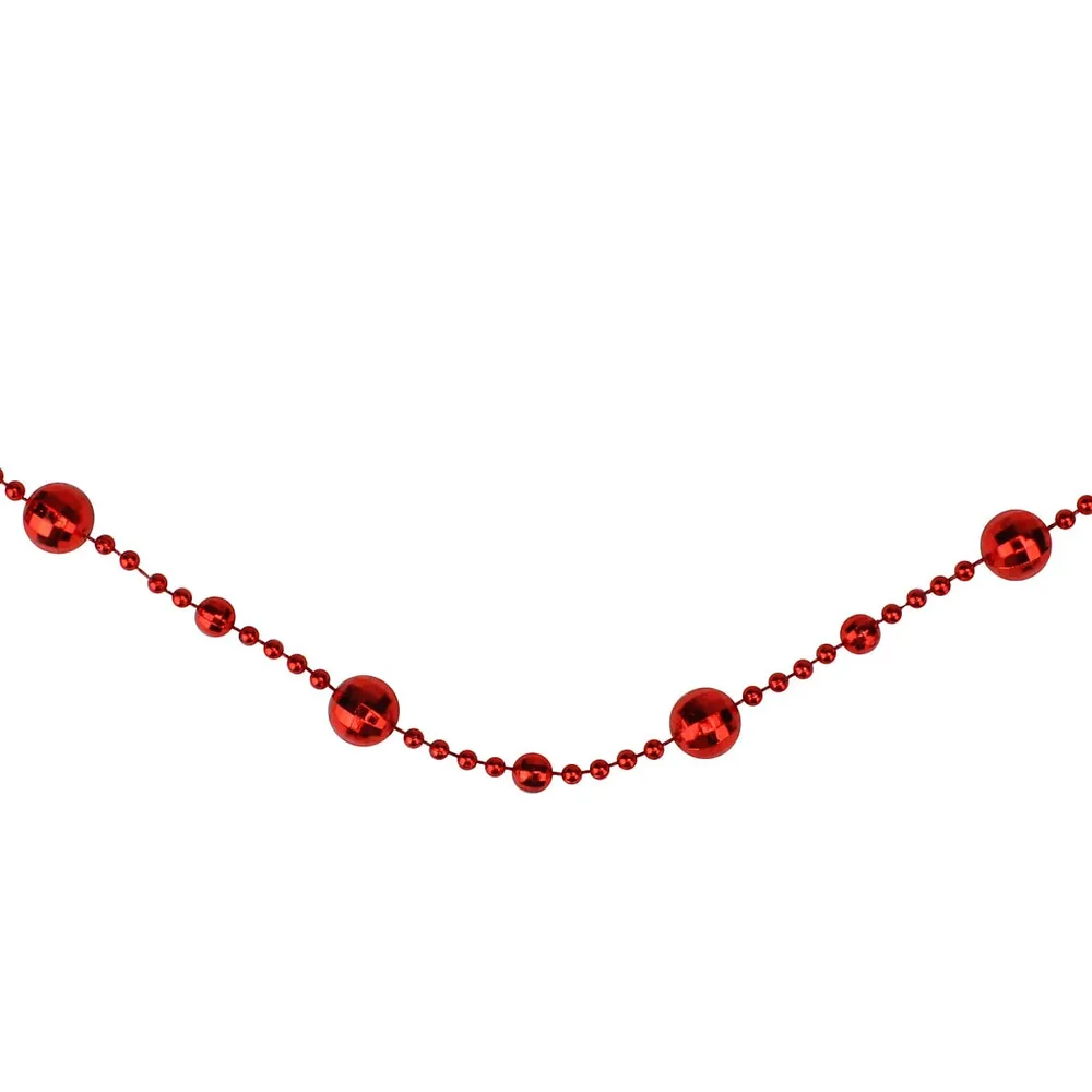 Northlight 15' X .25 Shiny Faceted Red Beaded Christmas Garland