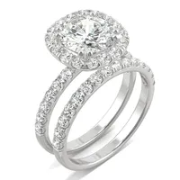 2-piece 14k White Gold & 2.87 Ct. T.w. Created Moissanite Halo Bridal Rings Set