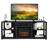 2-tier Tv Stand Storage Cabinet Console Adjustable Shelves Living Room Up To 65"