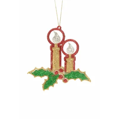 Hanging Glittered Candles Ornament (pack Of 4)