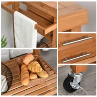 Bamboo Kitchen Cart Island With Towel Rack