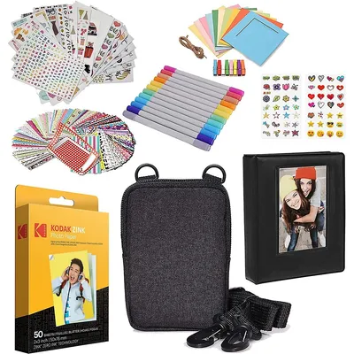 2x3 Inches Premium Zink Photo Paper (50 Pack) Fun Accessory Kit With Photo Album, Case, Stickers, Markers & More