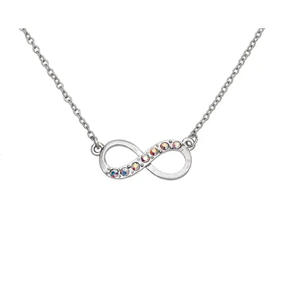 Silvertone Ab Swarovksi Crystal Infinity Pendant Necklace