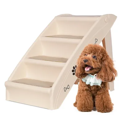 4 Steps Folding Plastic Pet Dog Stairs With Non-slip Pad