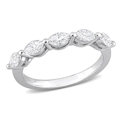 3/4 Ct Tw Marquise-cut Diamond Anniversary Ring 14k White Gold