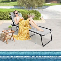 Patio Folding Chaise Lounge Chair Portable Sun Lounger With Adjustable Backrest Grey/navy