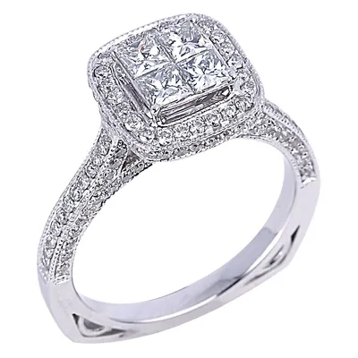 14k White Gold 1.04 Cttw Canadian Diamond Halo Engagement Ring