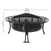 Diamond Weave Fire Pit With Spark Screen - 40 Inch