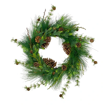 28" Long Needle And Pine Cones Artificial Christmas Wreath - Unlit