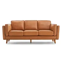 Artisan 87.8" Wide Three Seats Full Top Grain Leather Sofa Cognac Color