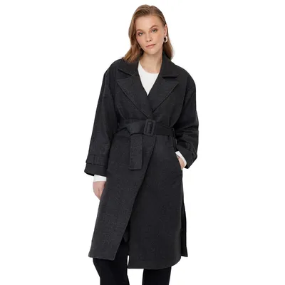 Woman Basics Oversize Double Breasted Cache-coeur Woven Coat