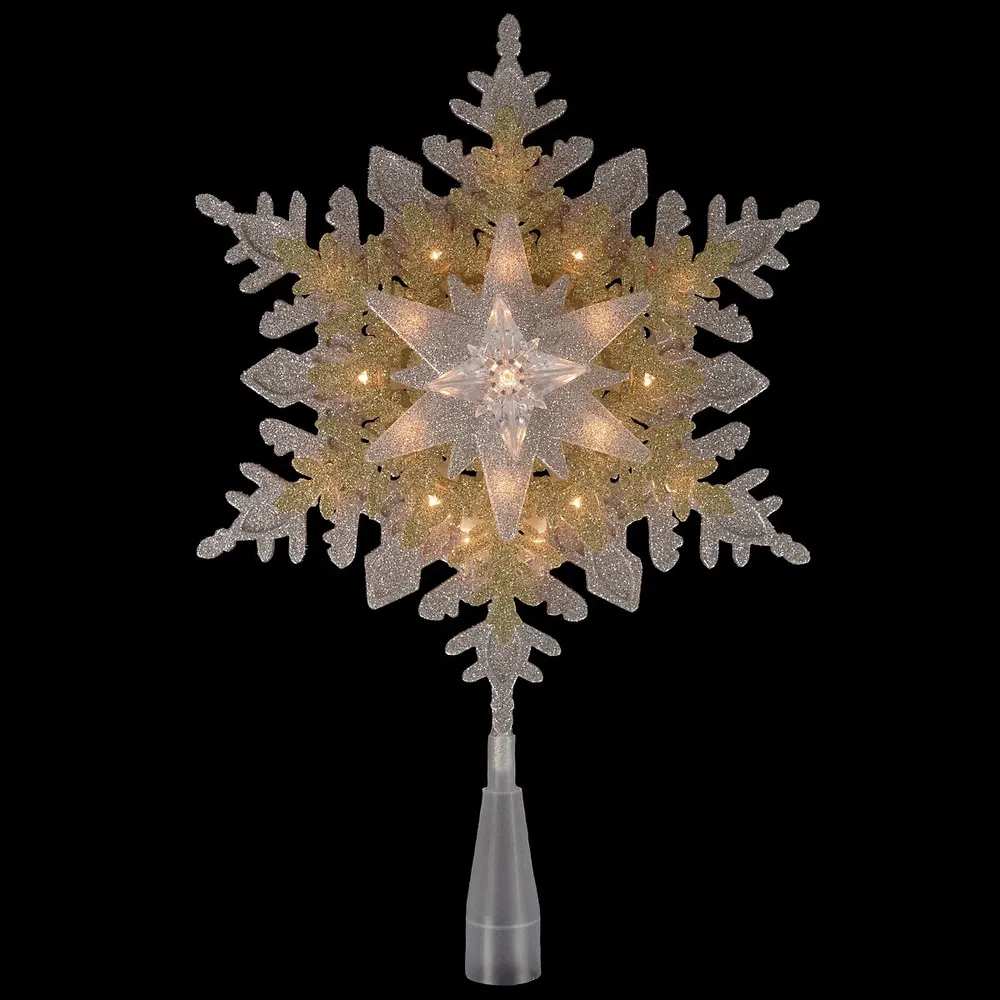 Northlight 14.75 LED Lighted Clip-On Snowflake Christmas Tree Topper,  White Lights