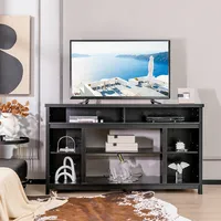 58'' Tv Stand Entertainment Console Center W/ Adjustable Open Shelves Up To 65''
