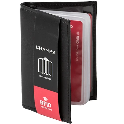 Leather Rfid Double Card/id Holder With Center Wing