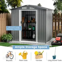 6 X 4 Ft Outdoor Storage Shed Galvanized Steel Shed With Lockable Sliding Doors