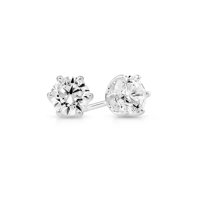 Stud Earrings With Cubic Zirconia In Sterling Silver