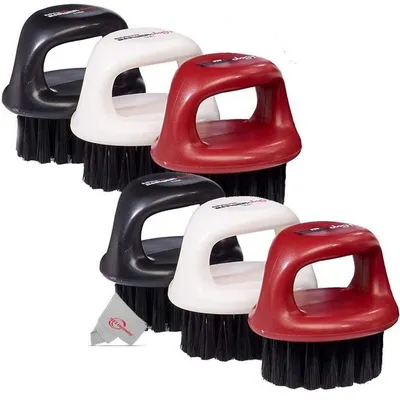 Two Barberology Fade Soft Knuckle Neck Brush - White, Black And Red