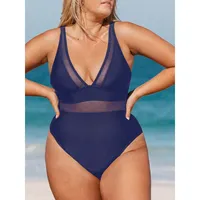 Women's Summer Dreaming Plunge Mesh Plus One Piece Swimsuit