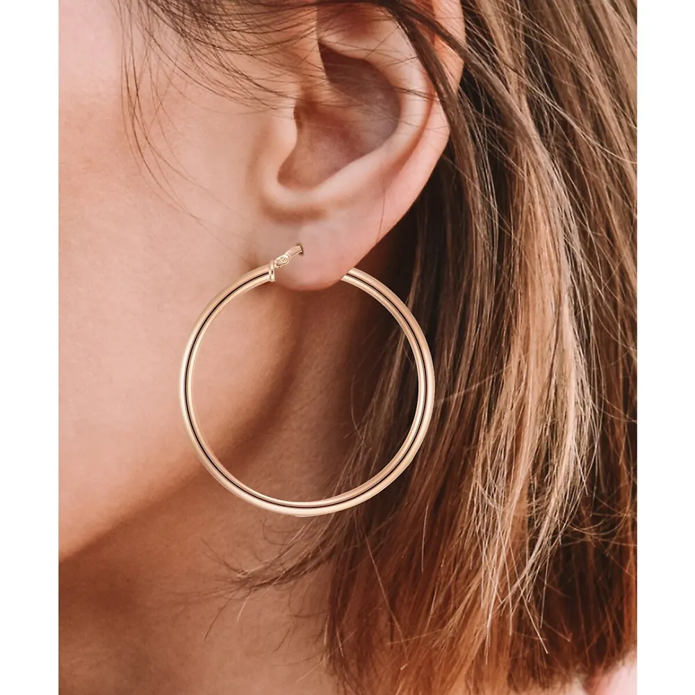 18kt Gold Plated Plain Polished Hoop Earring
