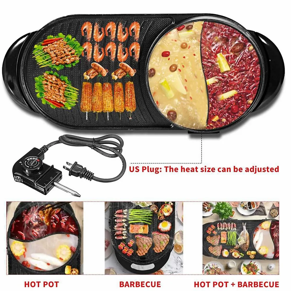 Costway Electric BBQ Grill 1350W Non-stick 4 Temperature Setting Outdoor  Garden Camping 