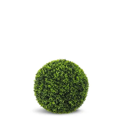 Faux Botanical Podocarpus Ball In Green In. Height