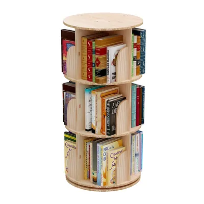 Tier Rotating Bookshelf, 360° Solid Wood Rotating Stackable Shelves Bookshelf Organizer For Home, Bedroom