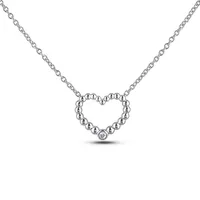 925 Sterling Silver 0.03 Ct Canadian Diamond Heart Pendant & Chain